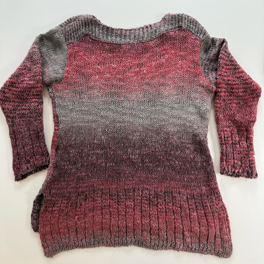 Parkhurst~ Sweater~Women's M~Maroon/Gray Ombré~Boatneck~Longsleeve~High/Low Hem - Picture 2 of 10